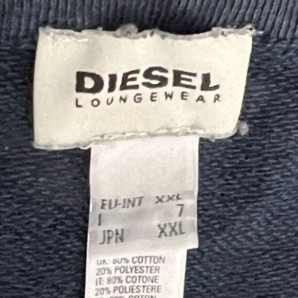 🔥🔥 DIESEL Designer Brand Crewneck Pullover Sweatshirt Navy Blue 2XL (fits XL) - Picture 9 of 9
